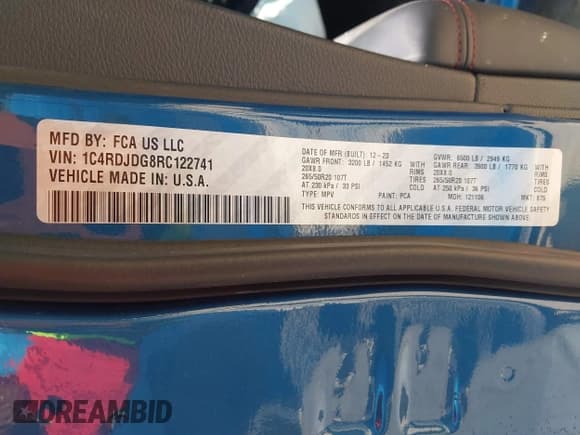 ✅ 2024 Dodge Durango GT Plus • VIN: 1C4RDJDG8RC122741 • Lot: 42567799. Listed on IAAI with 42,336 mi. Free auction sales archive from the USA and detailed vehicle history report at DreamBid. Image 9.