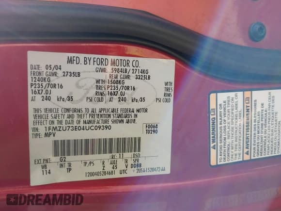 ✅ 2004 Ford Explorer XLT • VIN: 1FMZU73E04UC09390 • Lot: 41798881. Wystawiony na IAAI z przebiegiem 131 802 mil. Bezpłatny archiwum sprzedaży aukcyjnych z USA i szczegółowy raport historii pojazdu na DreamBid. Zdjęcie 9.