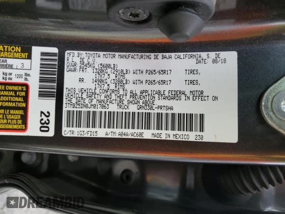 ✅ 2018 Toyota Tacoma TRD Sport • VIN: 3TMBZ5DN8JM017063 • Lot: 92426225. Listed on Copart with 64,878 mi. Free auction sales archive from the USA and detailed vehicle history report at DreamBid. Image 12.