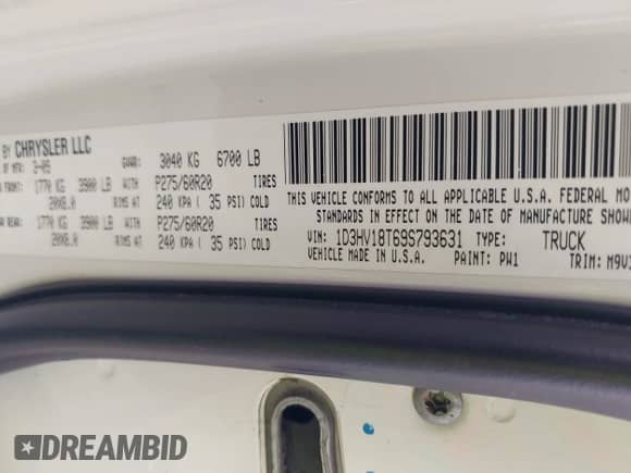2009 Dodge 1500 SLT with VIN 1D3HV18T69S793631, listed as a IAAI auction lot 43308397 with 276,664 mi miles and . Bid and sale history available at DreamBid. Image 9.