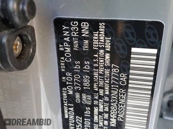 2022 Hyundai Venue SE z VIN KMHRB8A3XNU177787, wystawiony jako Copart lot #78832614 z przebiegiem 31 626 mil mil oraz Nie do naprawy • Non repairable. Historia ofert i sprzedaży dostępna na DreamBid. Obrazek 14.