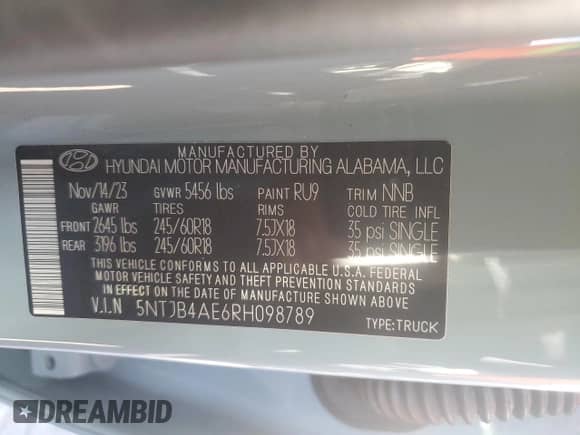 2024 Hyundai Santa Cruz SEL with VIN 5NTJB4AE6RH098789, listed as a Copart auction lot 87691795 with 21,024 mi miles and Salvage title. Bid and sale history available at DreamBid. Image 12.