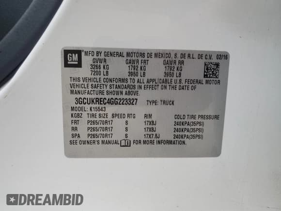 ✅ 2016 Chevrolet Silverado 1500 LT • VIN: 3GCUKREC4GG223327 • Лот: 85378825. Опубликован ранее на Copart с пробегом 135 860 миль. Бесплатный доступ к архиву аукционных продаж из США и подробный отчёт об истории автомобиля на DreamBid. Изображение 12.