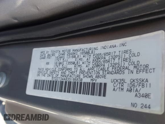 ✅ 2003 Toyota Sequoia SR5 • VIN: 5TDZT34A83S186830 • Lot: 43800247. Listed on IAAI with 236,923 mi. Free auction sales archive from the USA and detailed vehicle history report at DreamBid. Image 9.