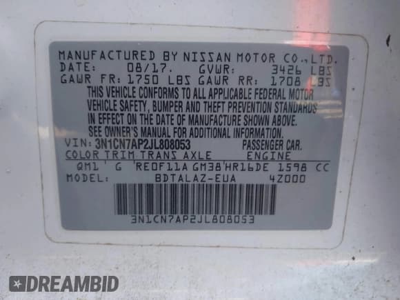 ✅ 2018 Nissan Versa SV • VIN: 3N1CN7AP2JL808053 • Лот: 42552012. Опубликован ранее на IAAI с пробегом 143 174 миль. Бесплатный доступ к архиву аукционных продаж из США и подробный отчёт об истории автомобиля на DreamBid. Изображение 9.