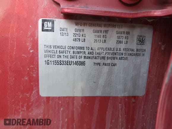 ✅ 2014 Chevrolet Impala LTZ • VIN: 1G1155S33EU146086 • Lot: 87071645. Listed on Copart with 129,775 mi. Free auction sales archive from the USA and detailed vehicle history report at DreamBid. Image 13.