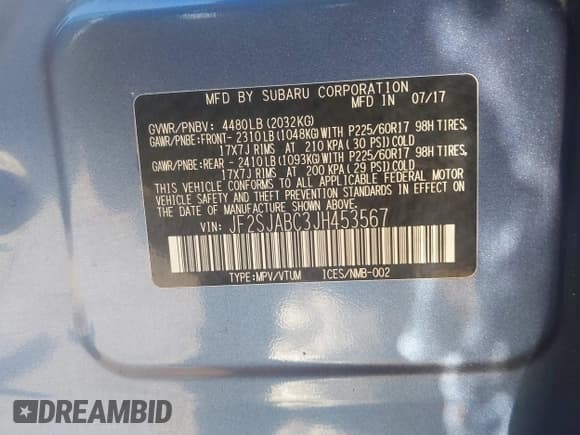 ✅ 2018 Subaru Forester • VIN: JF2SJABC3JH453567 • Lot: 43571869. Listed on IAAI with 67,727 mi. Free auction sales archive from the USA and detailed vehicle history report at DreamBid. Image 9.