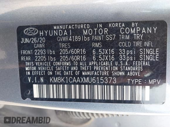 ✅ 2021 Hyundai Kona SE • VIN: KM8K1CAAXMU615373 • Lot: 43203008. Listed on IAAI with 88,946 mi. Free auction sales archive from the USA and detailed vehicle history report at DreamBid. Image 9.
