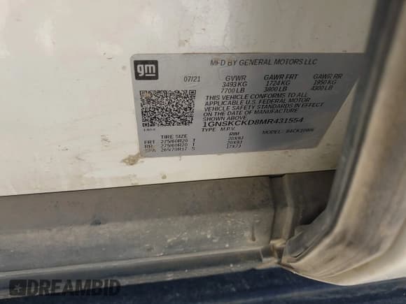 ✅ 2021 Chevrolet Suburban LT • VIN: 1GNSKCKD8MR431554 • Lot: 42774823. Wystawiony na IAAI z przebiegiem 84 653 mil. Bezpłatny archiwum sprzedaży aukcyjnych z USA i szczegółowy raport historii pojazdu na DreamBid. Zdjęcie 9.