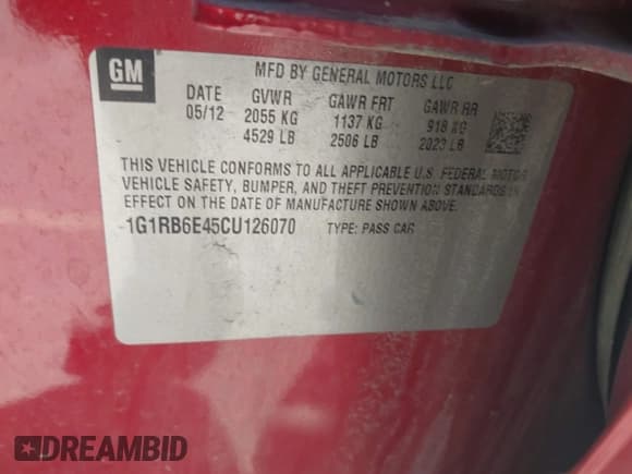 ✅ 2012 Chevrolet Volt • VIN: 1G1RB6E45CU126070 • Лот: 42071066. Опубликован ранее на IAAI с пробегом 201 076 миль. Бесплатный доступ к архиву аукционных продаж из США и подробный отчёт об истории автомобиля на DreamBid. Изображение 9.