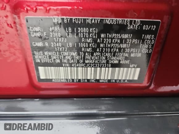 ✅ 2012 Subaru Outback Limited • VIN: 4S4BRCJC2C3273318 • Lot: 83846155. Wystawiony na Copart z przebiegiem 197 669 mil. Bezpłatny archiwum sprzedaży aukcyjnych z USA i szczegółowy raport historii pojazdu na DreamBid. Zdjęcie 14.