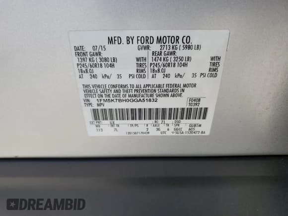 ✅ 2016 Ford Explorer • VIN: 1FM5K7BH0GGA51832 • Лот: 50703305. Опубликован ранее на Copart с пробегом 107 537 миль. Бесплатный доступ к архиву аукционных продаж из США и подробный отчёт об истории автомобиля на DreamBid. Изображение 16.