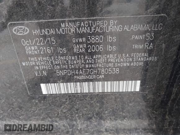 ✅ 2016 Hyundai Elantra SE • VIN: 5NPDH4AE7GH780538 • Lot: 43641463. Listed on IAAI with 178,146 mi. Free auction sales archive from the USA and detailed vehicle history report at DreamBid. Image 9.