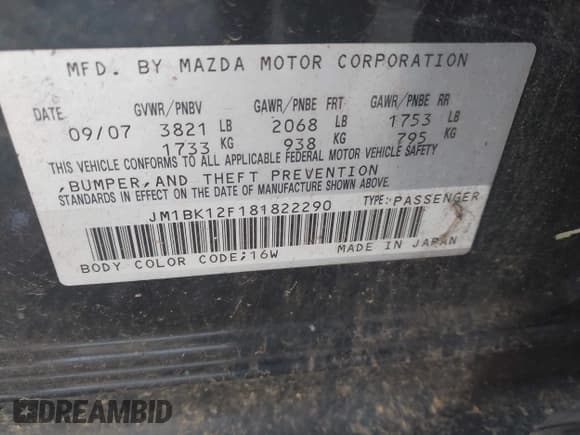 ✅ 2008 Mazda 3 i Touring • VIN: JM1BK12F181822290 • Lot: 43223956. Wystawiony na IAAI z przebiegiem 161 249 mil. Bezpłatny archiwum sprzedaży aukcyjnych z USA i szczegółowy raport historii pojazdu na DreamBid. Zdjęcie 9.