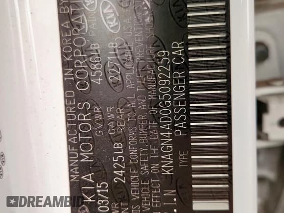 ✅ 2016 Kia Optima EX • VIN: KNAGN4AD0G5092259 • Лот: 83831975. Опубликован ранее на Copart с пробегом 102 126 миль. Бесплатный доступ к архиву аукционных продаж из США и подробный отчёт об истории автомобиля на DreamBid. Изображение 12.