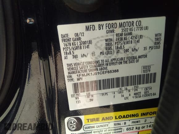 ✅ 2012 Ford Expedition Max King Ranch • VIN: 1FMJK1J51CEF65388 • Лот: 40221976. Опубликован ранее на IAAI с пробегом 198 327 миль. Бесплатный доступ к архиву аукционных продаж из США и подробный отчёт об истории автомобиля на DreamBid. Изображение 9.