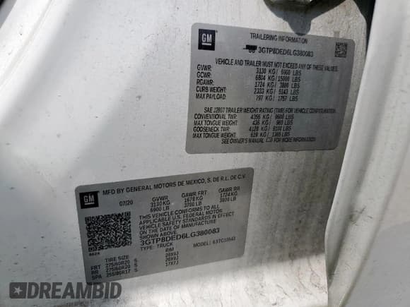 ✅ 2020 GMC Sierra 1500 SLT • VIN: 3GTP8DED6LG380083 • Лот: 81315925. Опубликован ранее на Copart с пробегом 95 187 миль. Бесплатный доступ к архиву аукционных продаж из США и подробный отчёт об истории автомобиля на DreamBid. Изображение 12.