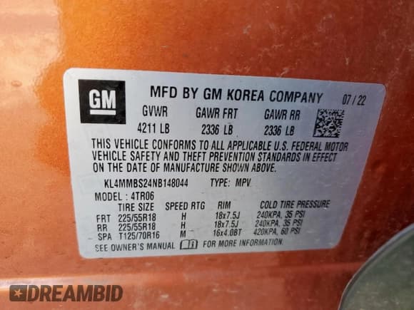 ✅ 2022 Buick Encore GX Preferred • VIN: KL4MMBS24NB148044 • Lot: 90235675. Listed on Copart with 48,083 mi. Free auction sales archive from the USA and detailed vehicle history report at DreamBid. Image 13.