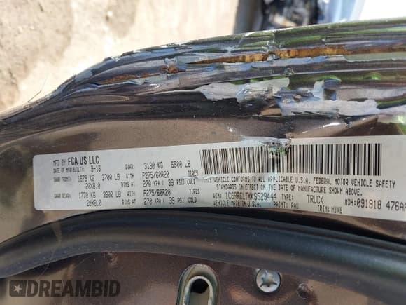 ✅ 2019 Ram 1500 Lone Star • VIN: 1C6RR6LTXKS529444 • Lot: 43403085. Wystawiony na IAAI z przebiegiem 118 580 mil. Bezpłatny archiwum sprzedaży aukcyjnych z USA i szczegółowy raport historii pojazdu na DreamBid. Zdjęcie 9.