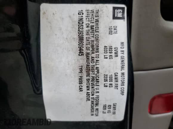 2003 Chevrolet Malibu с VIN 1G1ND52J93M609445, выставлен на аукционе Copart как лот 83435204 с пробегом 132 929 миль миль и Списание • Salvage title. История ставок и продаж доступна на DreamBid. Изображение 12.