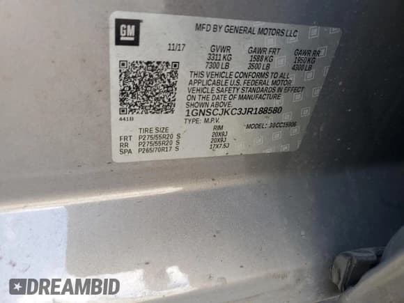 ✅ 2018 Chevrolet Suburban Premier • VIN: 1GNSCJKC3JR188580 • Lot: 48213225. Wystawiony na Copart z przebiegiem Nie podano. Bezpłatny archiwum sprzedaży aukcyjnych z USA i szczegółowy raport historii pojazdu na DreamBid. Zdjęcie 13.