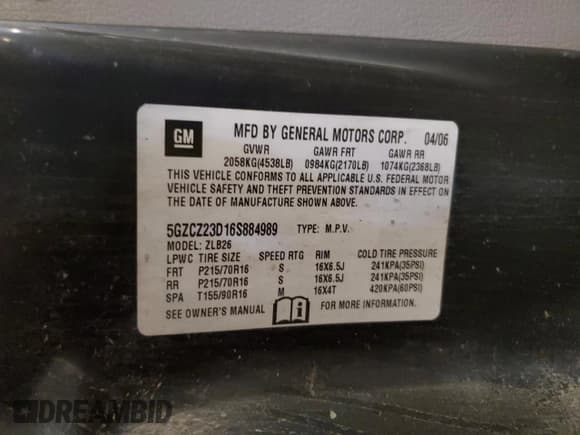 ✅ 2006 Saturn VUE • VIN: 5GZCZ53426S899003 • Lot: 55848255. Listed on Copart with 308,839 mi. Free auction sales archive from the USA and detailed vehicle history report at DreamBid. Image 14.