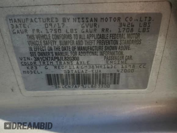 ✅ 2018 Nissan Versa SV • VIN: 3N1CN7AP9JL820300 • Lot: 92606495. Wystawiony na Copart z przebiegiem 69 488 mil. Bezpłatny archiwum sprzedaży aukcyjnych z USA i szczegółowy raport historii pojazdu na DreamBid. Zdjęcie 13.