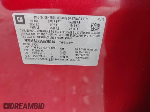 ✅ 2014 GMC Terrain SLT • VIN: 2GKALSEK9E6226414 • Лот: 42970709. Опубликован ранее на IAAI с пробегом 131 784 миль. Бесплатный доступ к архиву аукционных продаж из США и подробный отчёт об истории автомобиля на DreamBid. Изображение 9.