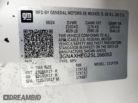 ✅ 2025 Chevrolet Equinox FWD LT • VIN: 3GNAXHEG2SL166053 • Lot: 60345295. Wystawiony na Copart z przebiegiem 3 249 mil. Bezpłatny archiwum sprzedaży aukcyjnych z USA i szczegółowy raport historii pojazdu na DreamBid. Zdjęcie 13.