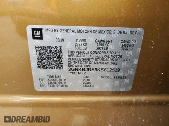 2019 Chevrolet Blazer RS with VIN 3GNKBJRS9KS612519, listed as a Copart auction lot 63674114 with 29,357 mi miles and Salvage title. Bid and sale history available at DreamBid. Image 14.