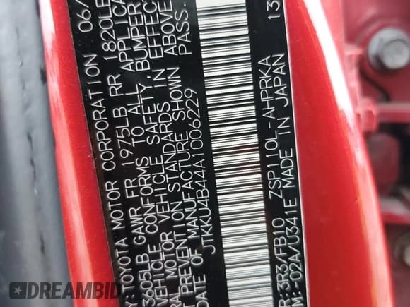 ✅ 2010 Scion xD • VIN: JTKKU4B44A1006229 • Lot: 85644755. Listed on Copart with 155,707 mi. Free auction sales archive from the USA and detailed vehicle history report at DreamBid. Image 12.