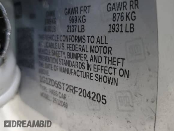 2024 Chevrolet Malibu LT with VIN 1G1ZD5ST2RF204205, listed as a Copart auction lot 81058355 with 47,946 mi miles and Clean title. Bid and sale history available at DreamBid. Image 12.