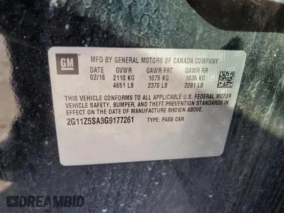 ✅ 2016 Chevrolet Impala LS • VIN: 2G11Z5SA3G9177261 • Лот: 72881704. Опубликован ранее на Copart с пробегом 92 004 миль. Бесплатный доступ к архиву аукционных продаж из США и подробный отчёт об истории автомобиля на DreamBid. Изображение 13.