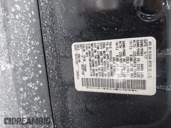 ✅ 2017 Nissan Rogue SV • VIN: JN8AT2MT3HW151178 • Lot: 41419921. Listed on IAAI with 178,235 mi. Free auction sales archive from the USA and detailed vehicle history report at DreamBid. Image 9.