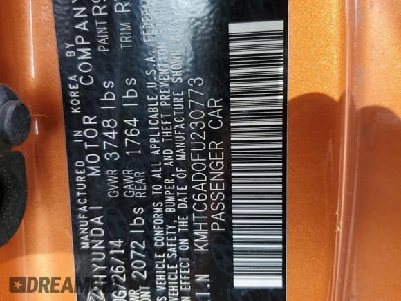 ✅ 2015 Hyundai Veloster • VIN: KMHTC6AD0FU230773 • Lot: 79381334. Wystawiony na Copart z przebiegiem 118 578 mil. Bezpłatny archiwum sprzedaży aukcyjnych z USA i szczegółowy raport historii pojazdu na DreamBid. Zdjęcie 12.