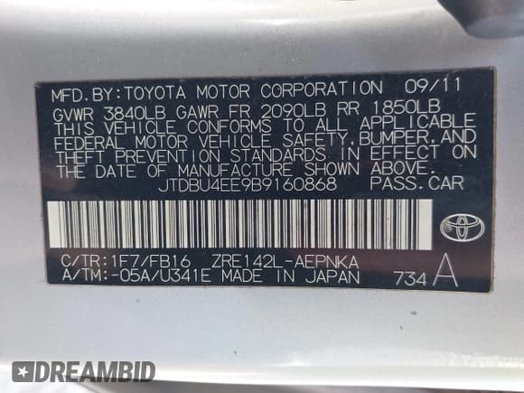✅ 2011 Toyota Corolla LE • VIN: JTDBU4EE9B9160868 • Lot: 43612101. Wystawiony na IAAI z przebiegiem Nie podano. Bezpłatny archiwum sprzedaży aukcyjnych z USA i szczegółowy raport historii pojazdu na DreamBid. Zdjęcie 9.