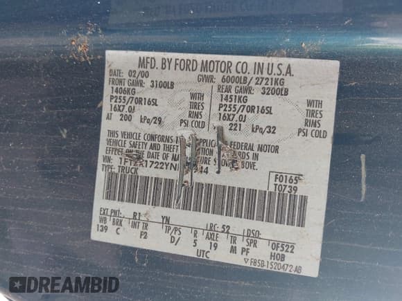 ✅ 2000 Ford F-150 XL • VIN: 1FTZX1722YNB23944 • Лот: 42618183. Опубликован ранее на IAAI с пробегом 223 986 миль. Бесплатный доступ к архиву аукционных продаж из США и подробный отчёт об истории автомобиля на DreamBid. Изображение 9.