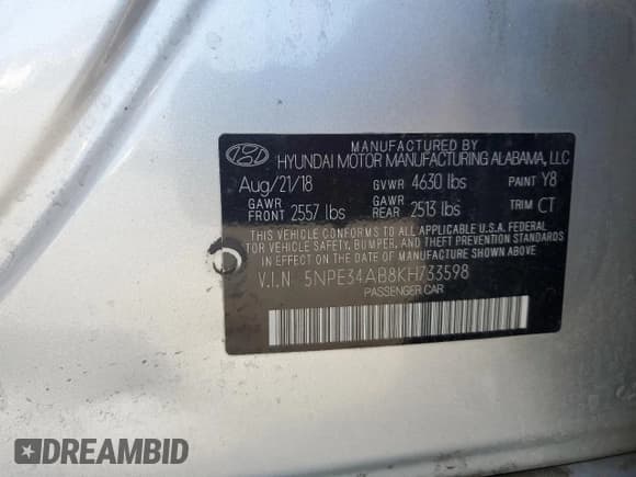 ✅ 2019 Hyundai Sonata Limited • VIN: 5NPE34AB8KH733598 • Лот: 69262995. Опубликован ранее на Copart с пробегом 30 619 миль. Бесплатный доступ к архиву аукционных продаж из США и подробный отчёт об истории автомобиля на DreamBid. Изображение 12.