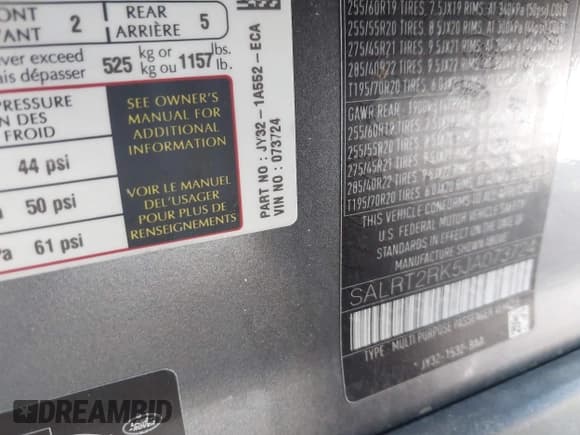 ✅ 2018 Land Rover Discovery HSE Luxury • VIN: SALRT2RK5JA073724 • Лот: 41878078. Опубликован ранее на IAAI с пробегом 95 273 миль. Бесплатный доступ к архиву аукционных продаж из США и подробный отчёт об истории автомобиля на DreamBid. Изображение 9.