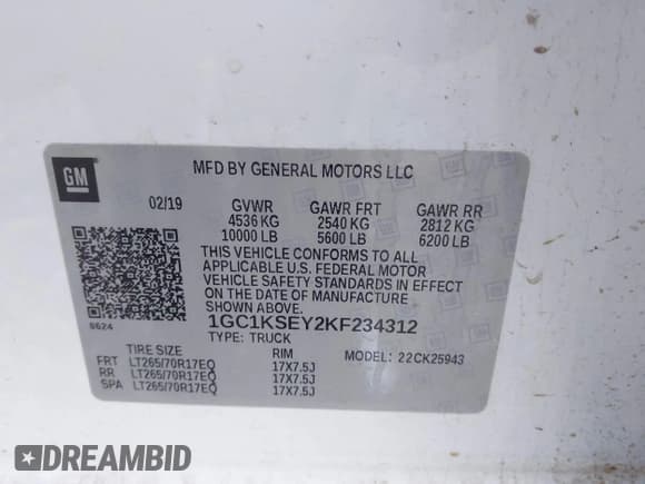 ✅ 2019 Chevrolet Silverado 2500HD LT • VIN: 1GC1KSEY2KF234312 • Лот: 43716769. Опубликован ранее на IAAI с пробегом 191 972 миль. Бесплатный доступ к архиву аукционных продаж из США и подробный отчёт об истории автомобиля на DreamBid. Изображение 9.