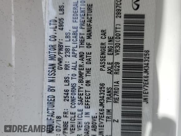 ✅ 2018 Infiniti Q60 Sport • VIN: JN1EV7EK6JM343256 • Лот: 65260945. Опубликован ранее на Copart с пробегом 43 401 миль. Бесплатный доступ к архиву аукционных продаж из США и подробный отчёт об истории автомобиля на DreamBid. Изображение 12.