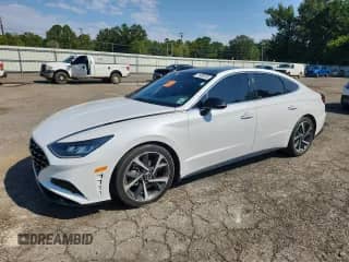 2021 Hyundai Sonata SEL Plus z VIN 5NPEJ4J2XMH112629, wystawiony jako Copart lot #71488875 z przebiegiem Nie podano mil oraz Szkoda całkowita • Salvage title. Historia ofert i sprzedaży dostępna na DreamBid. Obrazek 1.