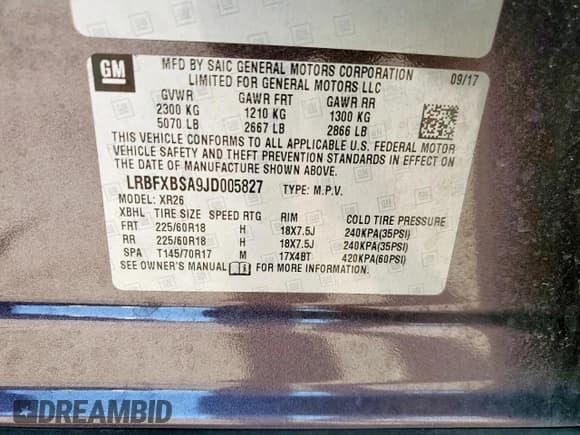 ✅ 2018 Buick Envision Preferred • VIN: LRBFXBSA9JD005827 • Lot: 90637915. Listed on Copart with 99,258 mi. Free auction sales archive from the USA and detailed vehicle history report at DreamBid. Image 13.