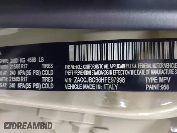 ✅ 2017 Jeep Renegade Trailhawk • VIN: ZACCJBCB6HPE97998 • Lot: 42435849. Listed on IAAI with 105,490 mi. Free auction sales archive from the USA and detailed vehicle history report at DreamBid. Image 9.