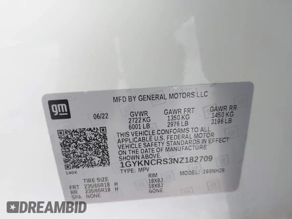 ✅ 2022 Cadillac XT5 FWD Premium Luxury • VIN: 1GYKNCRS3NZ182709 • Lot: 43384902. Wystawiony na IAAI z przebiegiem 91 161 mil. Bezpłatny archiwum sprzedaży aukcyjnych z USA i szczegółowy raport historii pojazdu na DreamBid. Zdjęcie 9.