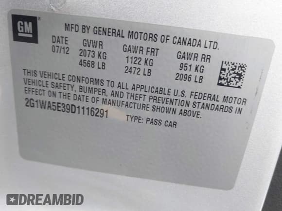 ✅ 2013 Chevrolet Impala LS • VIN: 2G1WA5E39D1116291 • Лот: 43503093. Опубликован ранее на IAAI с пробегом 114 550 миль. Бесплатный доступ к архиву аукционных продаж из США и подробный отчёт об истории автомобиля на DreamBid. Изображение 9.