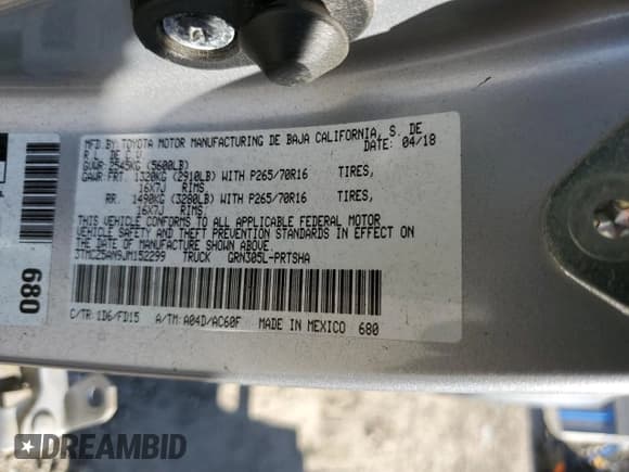 ✅ 2018 Toyota Tacoma TRD Off Road • VIN: 3TMCZ5AN9JM152299 • Lot: 82386215. Listed on Copart with 61,838 mi. Free auction sales archive from the USA and detailed vehicle history report at DreamBid. Image 13.