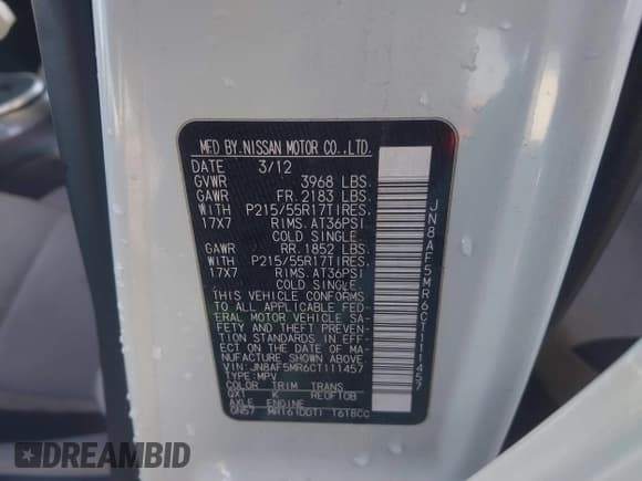 ✅ 2012 Nissan Juke S • VIN: JN8AF5MR6CT111457 • Lot: 40691742. Listed on IAAI with 120,906 mi. Free auction sales archive from the USA and detailed vehicle history report at DreamBid. Image 9.