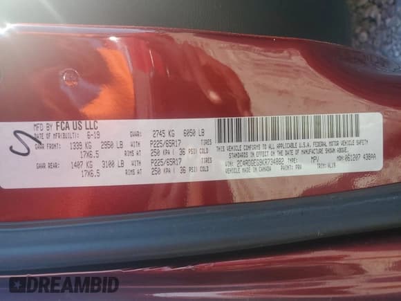 ✅ 2019 Dodge Grand Caravan GT • VIN: 2C4RDGEG9KR734882 • Лот: 81435905. Опубликован ранее на Copart с пробегом Не указан. Бесплатный доступ к архиву аукционных продаж из США и подробный отчёт об истории автомобиля на DreamBid. Изображение 12.