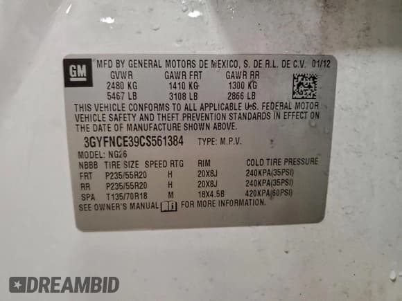 ✅ 2012 Cadillac SRX Premium Collection • VIN: 3GYFNCE39CS561384 • Lot: 96707565. Wystawiony na Copart z przebiegiem 180 316 mil. Bezpłatny archiwum sprzedaży aukcyjnych z USA i szczegółowy raport historii pojazdu na DreamBid. Zdjęcie 13.